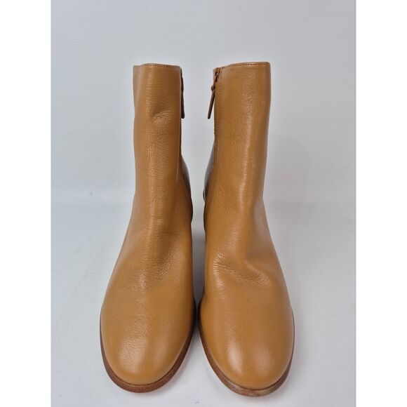 Tory Burch Women's Brown Brooke Stamped Heel Leather Bootie Size 10.5 - Picture 3 of 7